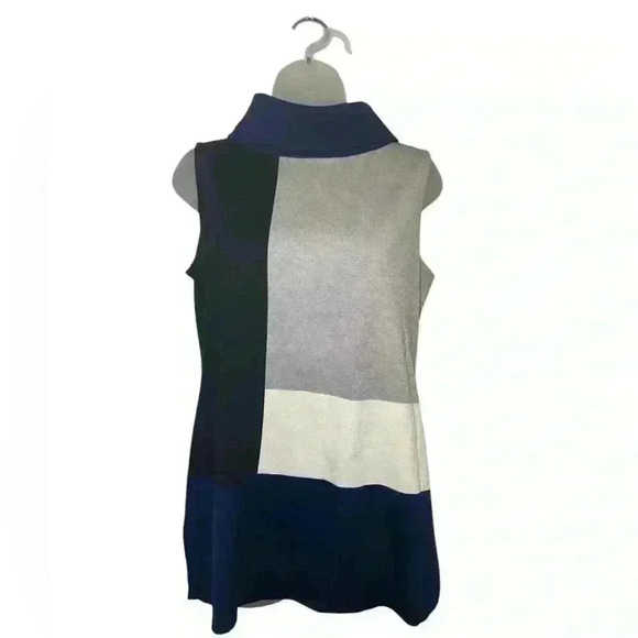 St. John Knit Wool Blend Colorblock Sleeveless Cowl Neck Sweater Top Size M - Picture 2 of 6